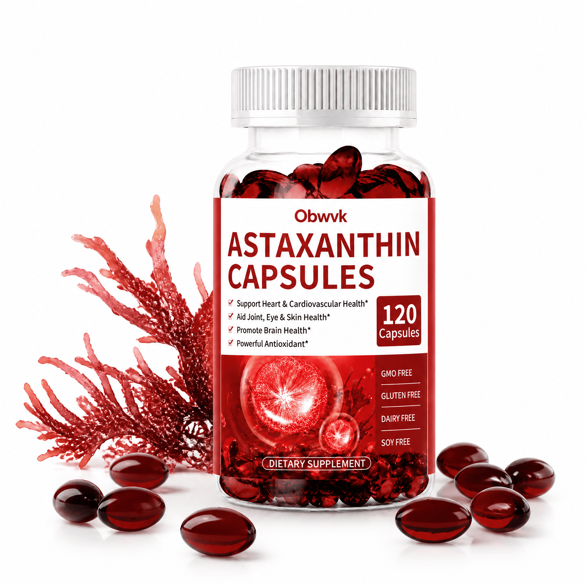 Astaxanthin supplements – Algae Antioxidant for Eye, Skin & Joint Health, Gluten & GMO Free, 120 Capsules