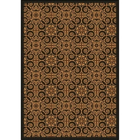 Any Day Matinee Antique Scroll Rectangle Theater Area Rugs  02 Brown - 3 ft. 10 in. x 5 ft. 4 in.