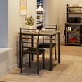 thumbnail image 3 of 3 Piece Dining Table Set with 2 Chairs, Space Saving Rectangular Kitchen Table with MDF Top and Metal Frame, Compact Breakfast Nook Set for Apartment Dining Room, Gray Retro Black, 3 of 8