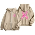 thumbnail image 4 of Women's Zip-Up Hoodie Pullover, Long Sleeve Cancer Awareness Sweatshirt with Pocket & Drawstring, Plus Size Casual Athletic Comfort Hooded Sweatshirt for Everyday Wear, 4 of 6