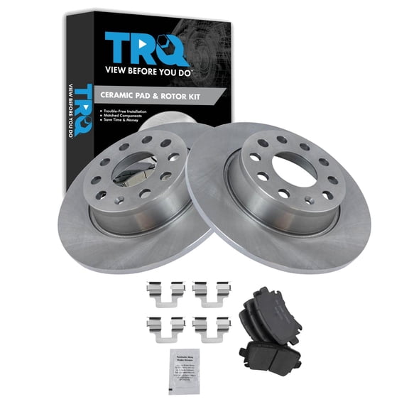 TRQ Rear Brake Pad and Rotor Set Ceramic Fits 2010 Volkswagen Golf 2011 2017 GTI