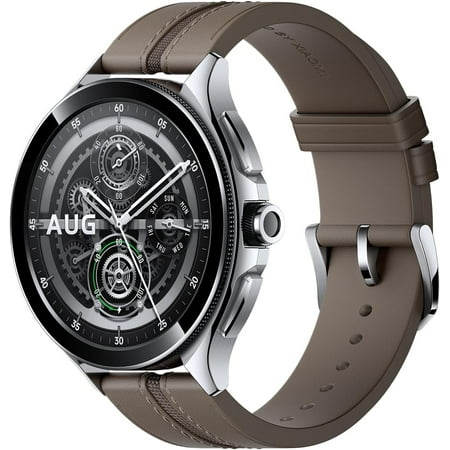 Xiaomi Watch 2 Pro M2234W1 Smart Watch, Advanced Health and Workout Tracking, 1.43" AMOLED Display (Silver with Brown Leather Strap)