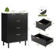 thumbnail image 3 of Qinaqin Negro Wave Fluted 5 Cajón Dresser Para Bedroom Moderno Wood Chest De Drawers Con Wide Ropero Organizador Anti-Tipping Device Y Metal Legs Hallway Entryway, 3 of 6