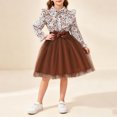 thumbnail image 6 of Fesfesfes Girls Floral Print Ruffle Collar Shirt Dress with Tulle Dress and Bow Waist Long Sleeve Princess Party Outfit for Birthday Ages 3-8 Years, 6 of 8