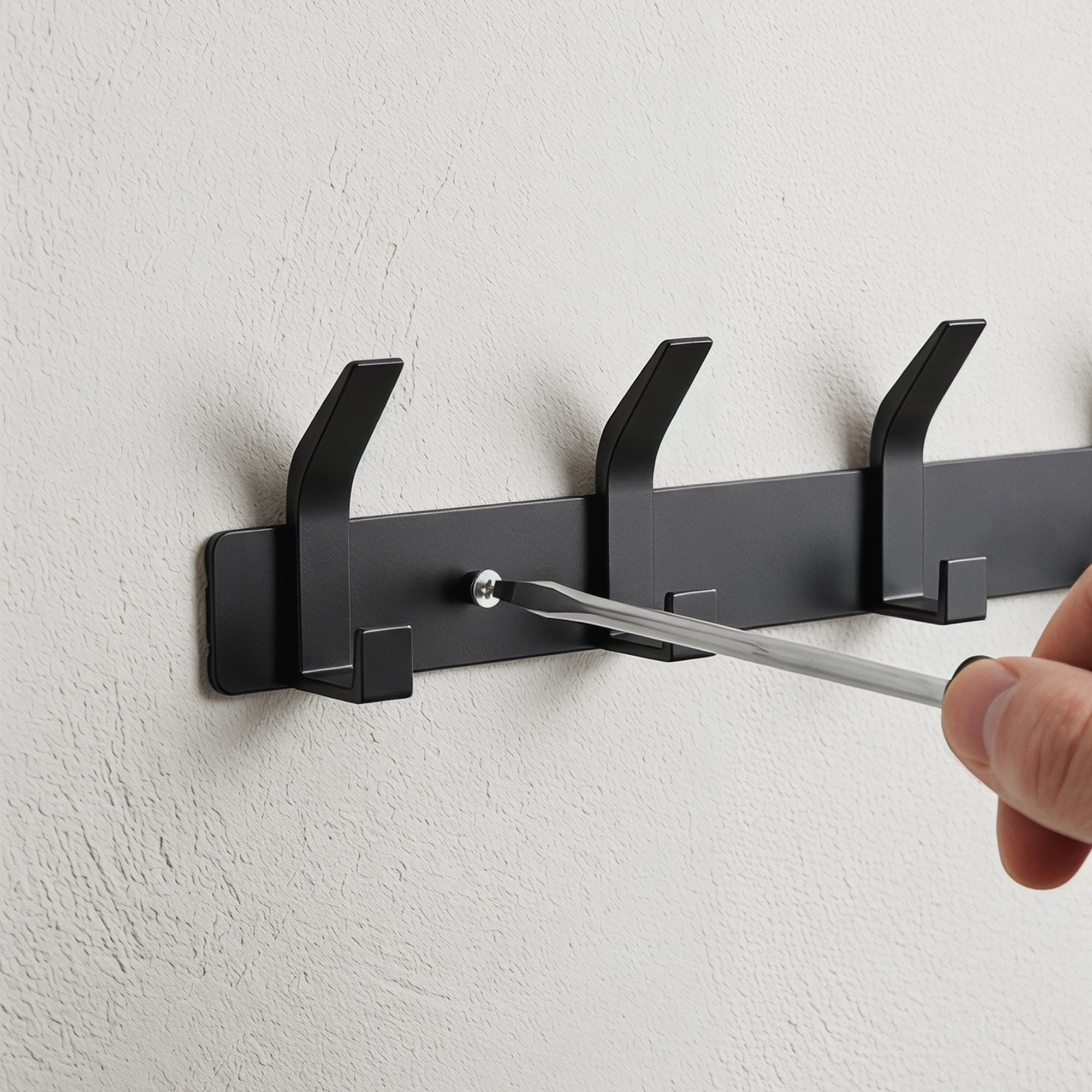 Unique Bargains Coat Rack Wall Mount Metal Hook for Bathroom and Bedroom Black 6 Hooks