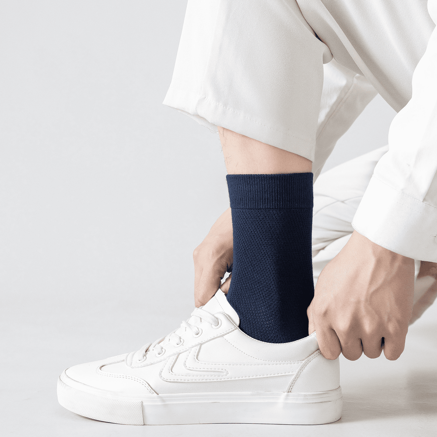 Sookeceks 6 Pairs Thin Cotton Crew Sock for Men, Soft Breathable Lightweight Mens Socks for Casual Size 7-11