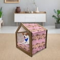 thumbnail image 3 of Sweets Pet House, Candy Cookie Sugar Lollipop Cake Ice Cream Girls Design, Outdoor & Indoor Portable Dog Kennel with Pillow and Cover, 5 Sizes, Brown Pale Pink, by Ambesonne, 3 of 5