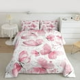 thumbnail image 2 of Manfei Cute Butterfly Queen Comforter Set,Flying Animal Bedding Sets,Pink White Bedding Comforter Set For Kids,Breathable Home Decor Reversible,3 Pieces, 2 of 8