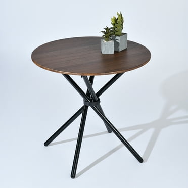 Homy Casa 31.5in Round Mid-Century Modern Dining Table, Space-Saving Dinette for 2-4 Home Kitchenn Apartment Metal Legs, Espresso