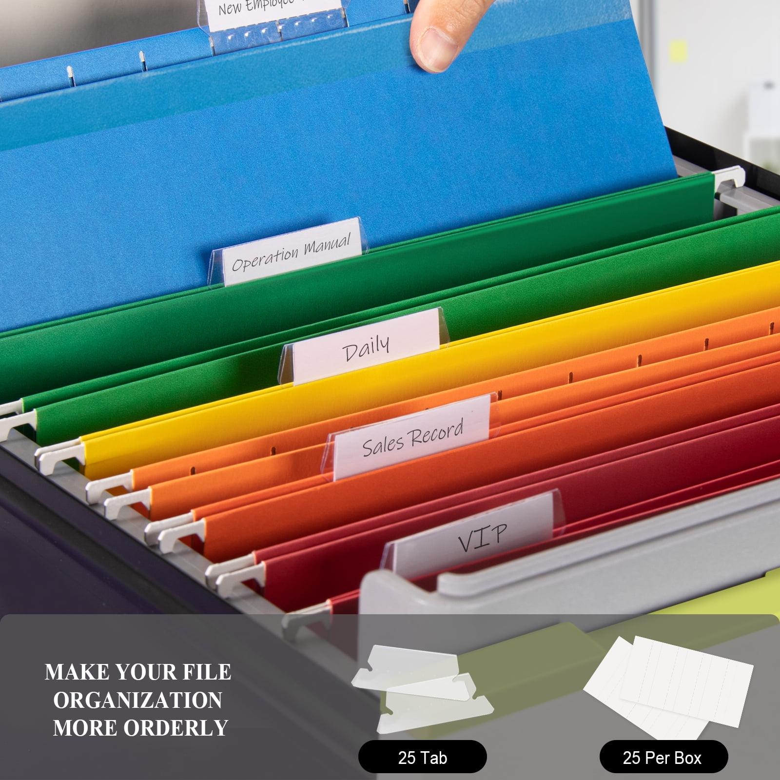 ViVin Hanging File Folders with 1/5 Cut Tabs, 2 Inch Expansion, 25 Pack Letter Size, for Home School Office(Assorted)