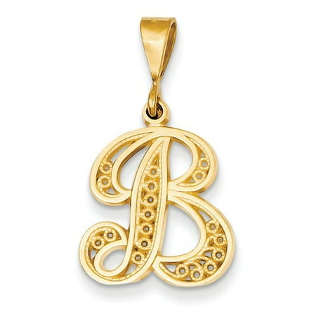 14k Yellow Gold Initial B Charm Pendant