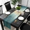 thumbnail image 3 of Abstract Turquoise Gold Table Runner 70 Inches Long, Modern Minimalist Art Kitchen Coffee Dining Table Decoration for Home Party Birthday Wedding Home Decor 13x70 Inches, 3 of 8