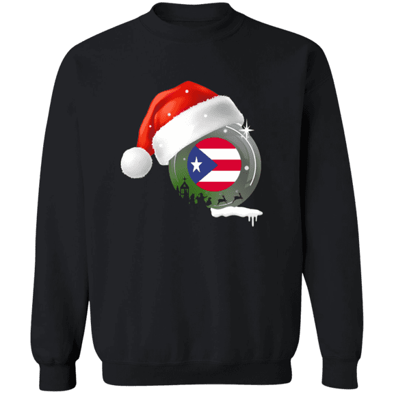 Christmas Puerto Rico Flag With Santa Hat Puerto Rican Root Proud Souvenir Crewneck Pullover Sweatshirt
