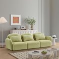 thumbnail image 2 of 94"W Teddy Fabric 3 Seater Sofa with Lumbar Pillow, Comfy Sofa Couch with Extra Deep Seats, Upholstered Boucle Tufted Sofa Couch, for Living Room Bedroom Office, Light Green, 2 of 9