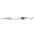 thumbnail image 2 of Gem Stone King 1.14 Ct Peach Morganite London Blue Topaz 925 Silver and 10K Yellow Gold Lab Grown Diamond Bracelet for Women, 2 of 4