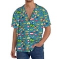 thumbnail image 7 of Lsque Cars Transportation print Men's Cuban Collar Short Sleeve Shirt Summer Beachwear Casual Button Down Fashionable Vacation Leisure Shirt-3X-Large, 7 of 7