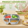 thumbnail image 3 of Sutowe Divided Plate 316 Stainless Steel Portion Control Tray with Lid 4 Compartments Portion Control Dish Kid Plate Snack Container for Camping Picnic School, 3 of 8