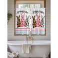 thumbnail image 4 of Easter Bathroom Window Curtain, Spring Colorful Leopard Printed Bunny Flower Striped Light Filtering Coffee Kitchen Curtains, Bedroom Living Room Curtains 2 Panel 84"x45", 4 of 6