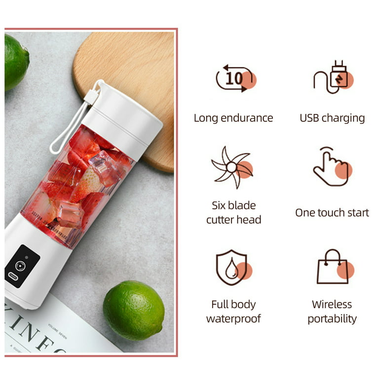 Portable Personal Mini Blender USB Rechargeable Fruit Juicer Cup Mixer for  Fruit Vegetable Individual Blender for Home Outdoor Kitchen Tool Travel  Juicer Bottle 380ML 