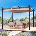thumbnail image 5 of MELLCOM Retractable Pergola 10x12 ft, Dual Adjustable, UV Protection, Durable Aluminum Frame, Locking Straps and Screws for Backyard Deck, Khaki, 5 of 7