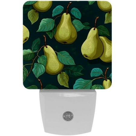 

2 Pack Auto Dusk-to-Dawn Sensor Night Lights Fruit Pear Plug-in Home Office Decorative Lamp for Adult 0.5W LED Nightlights for Bedroom Bathroom Hallway Stairs