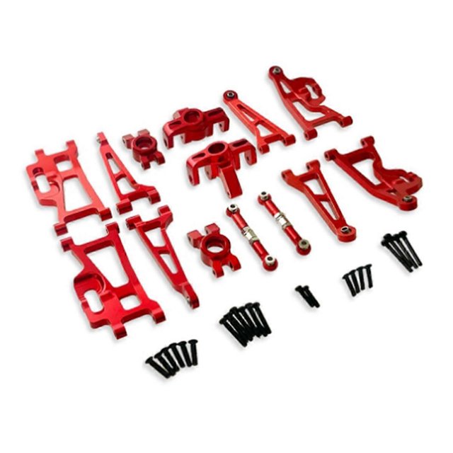 RC Car Accessories Metal Swing Arm Steering Cup Upgrade Set for Go 1/14 14209 14210 H14BM RC Car(Red)