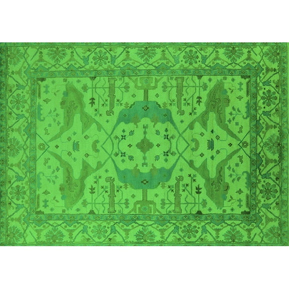 Ahgly Company Indoor Rectangle Oriental Green Industrial Area Rugs, 2' x 5'