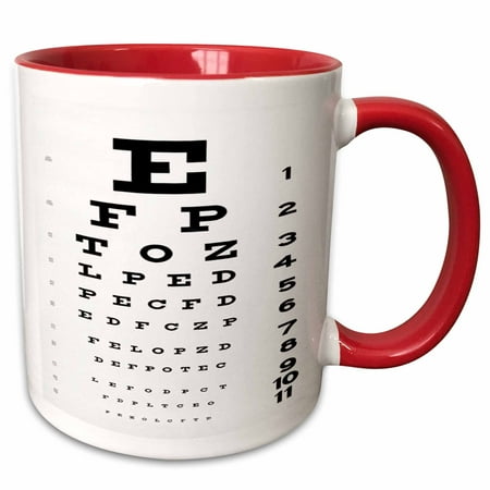

3dRose Eye Chart - Two Tone Red Mug 11-ounce