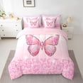 thumbnail image 2 of jejeloiu Cartoon Leopard Pattern 7-Piece Twin Bedding Sets,Cute Butterfly Bedding Comforter Set,Pink Glitter Print Sheet Sets For Kids,Ultra Soft Home Decor Reversible, 2 of 8