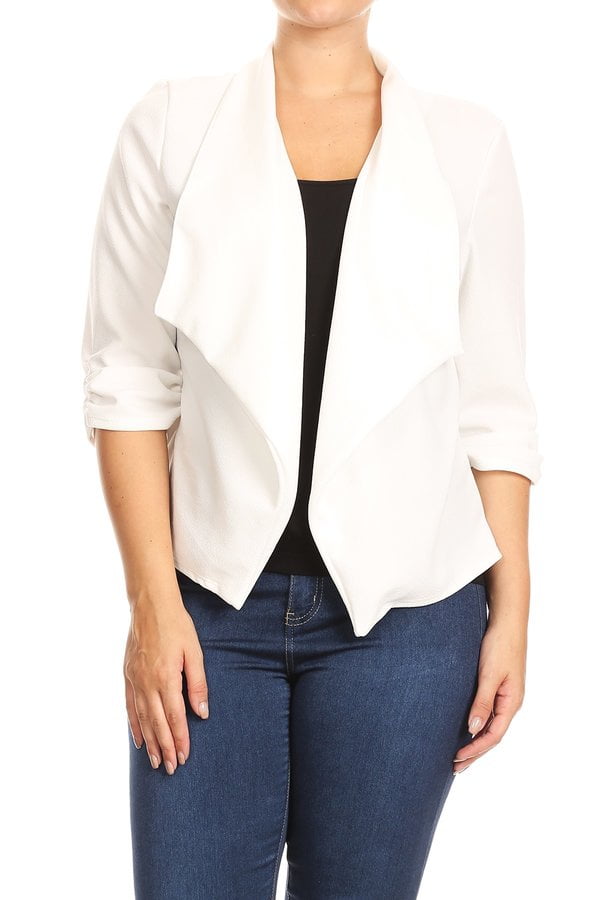 Plus Size Women's Trendy Style Open Front Casual Blazer Jacket