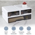 thumbnail image 4 of Stackable Desk Organizer, 13" Wide Large Desktop Storage Box with 3 Drawers, Letter Size Desk Organizer and Accessories, Plastic Drawer Organizer for Office, Document, Makeup (White, 3Pcs), 4 of 7