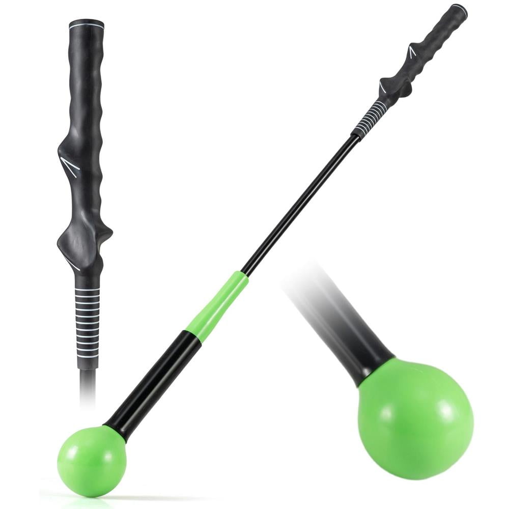 Topcobe 31.5 Inch Golf Swing Trainer Aid with Weighted Head for Grip Rhythm Balance-Green, Indoor Sports Equipment