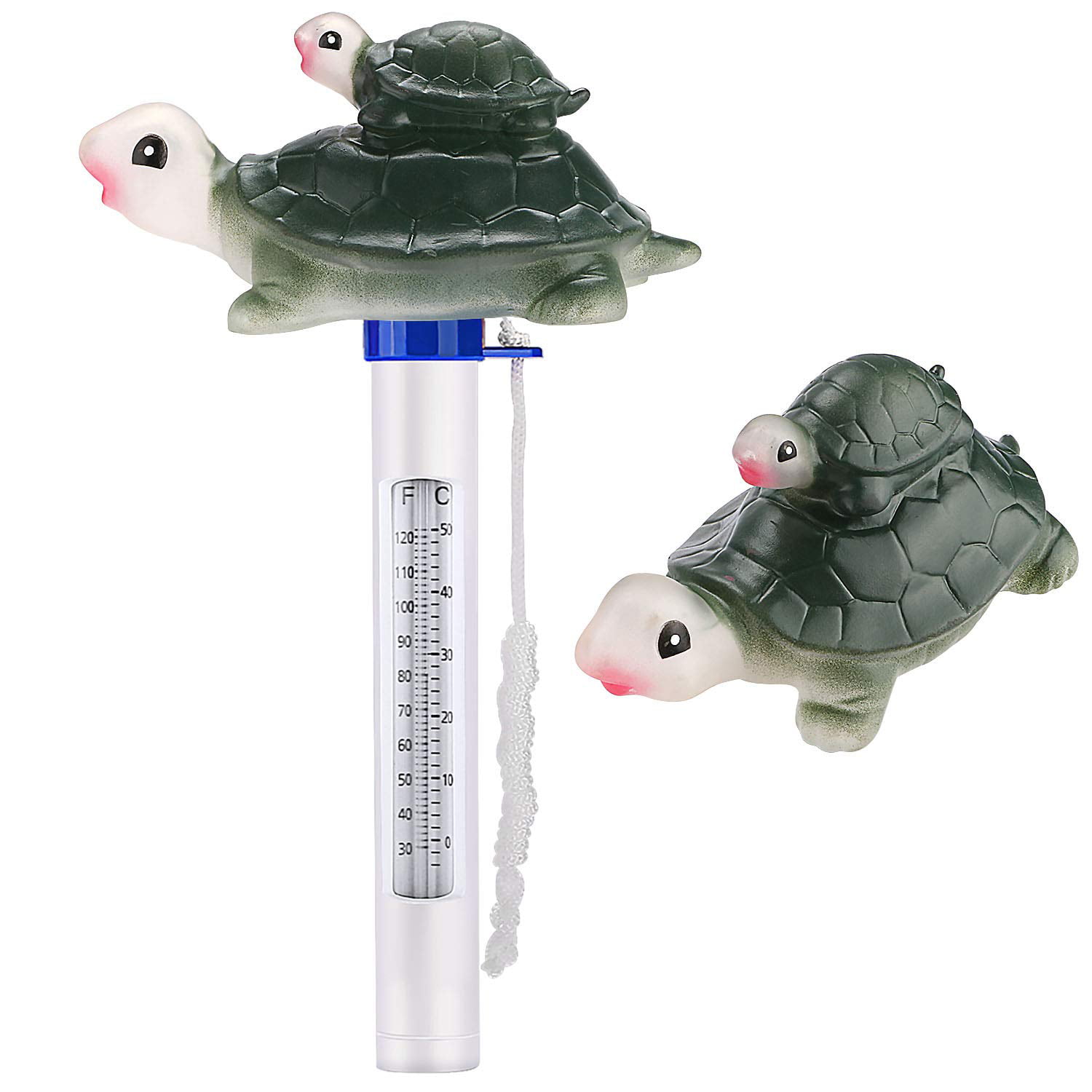 Turtle Floating Pool Thermometer Large Display Water Temperature Thermometers with String Swimming Pools Hot Tubs for Outdoor & Indoor Jacuzzis & Aquariums Shatter Resistant Spas