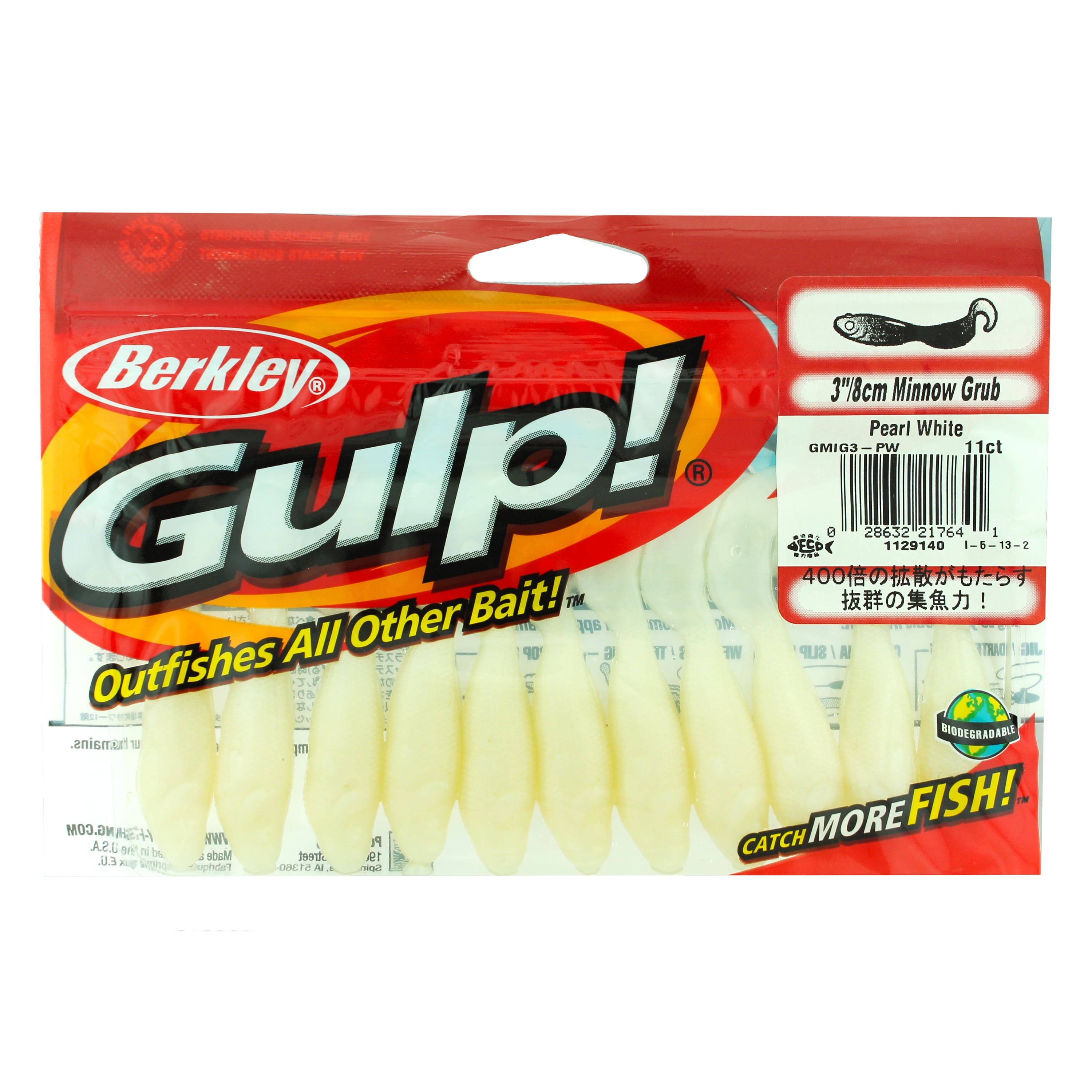 BERKLEY GULP - Pearl White 2" Minnow Grub 20/Ct Pack