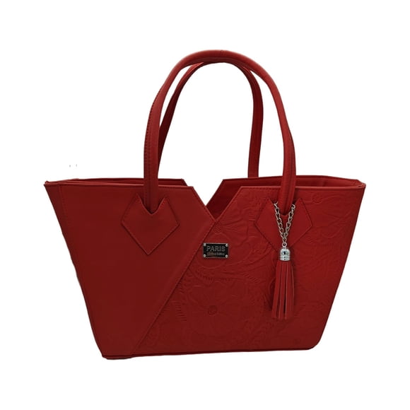 Bolso en Piel Vacuno Cincelada Fana Lorena Rojo Bolsa de Mano en Piel