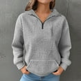 thumbnail image 2 of BiZtdJrK Womens Oversized Sweatshirt Long Sleeve 1/4 Zip Pullover Tops Causal Lightweight V Neck Sweatshirts Gray L, 2 of 10