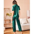 thumbnail image 3 of Ekouaer Silk Satin Pajamas Set Women Short Sleeve Sleepwear Soft Button Down Loungewear Pjs Set, 3 of 4