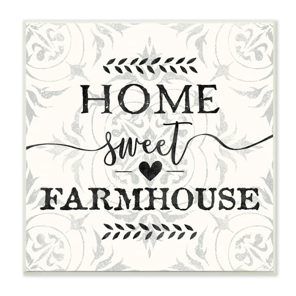Stupell Industries Home Sweet Farmhouse Soft Sentiment Damask Pattern, 12 x 12, Design by Ziwei Li