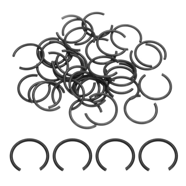 50 Pack22mm Clips Ronds en Fil Métallique, Anneau de Retenue Interne, Noir