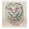 thumbnail image 3 of Ambesonne Animal Shower Curtain, Lion Head Hipster Style, 69"Wx75"L, Pale Blue Pale Pink, 3 of 5