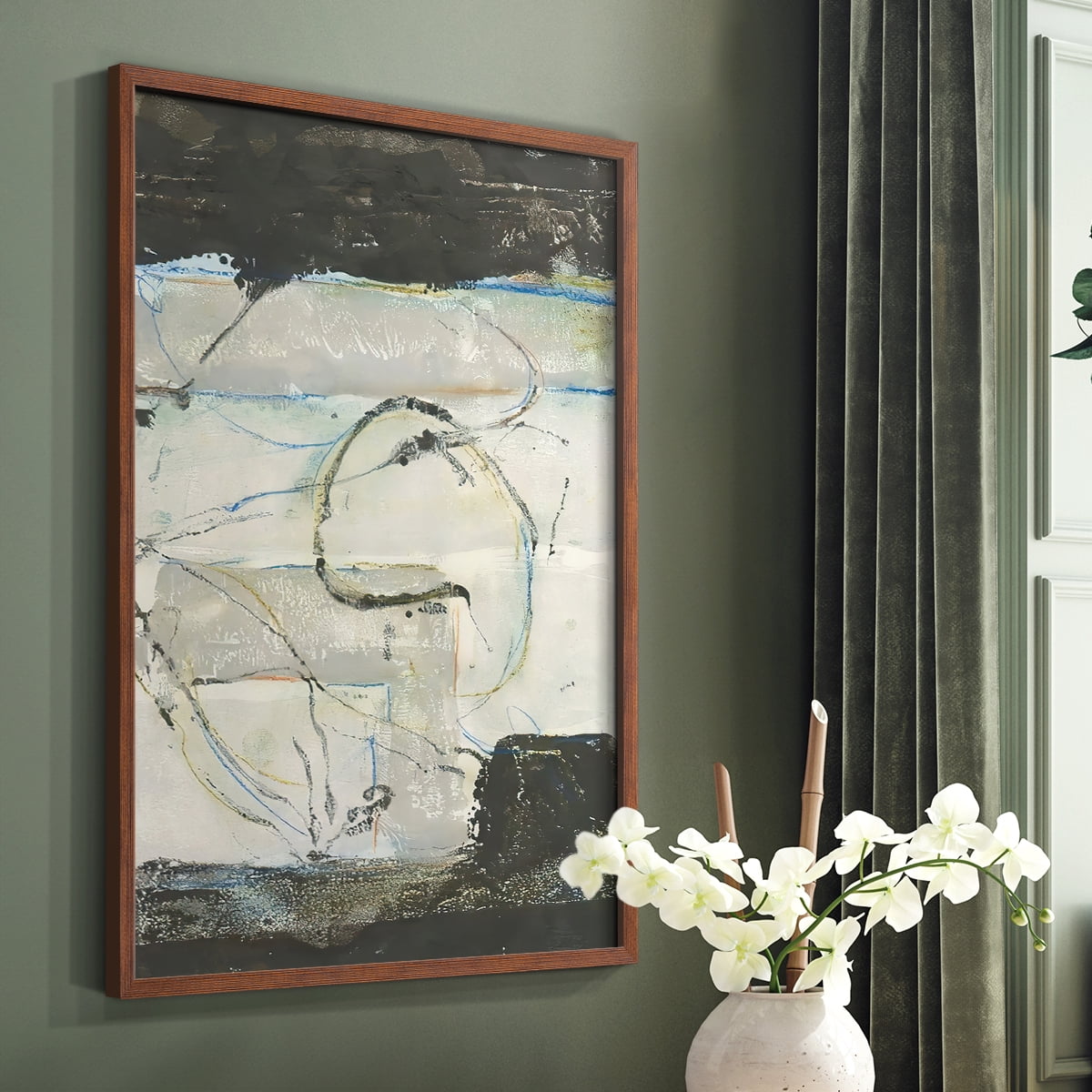 Continuing Energy I Framed Print in Brown Solid Wood Framed Print No Nail Hanging