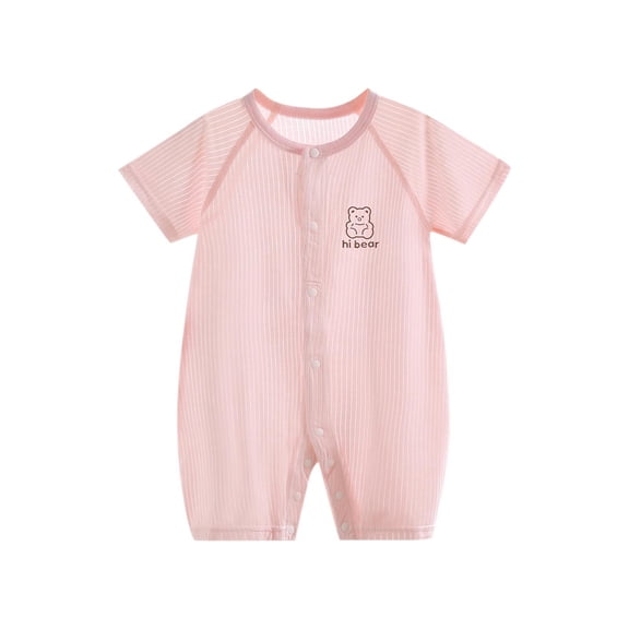 Yutgune Baby Boy Girl Romper Cotton Modal Blend Summer Short Sleeve Bear Print Bodysuit Crawling Suit 6-9 Months