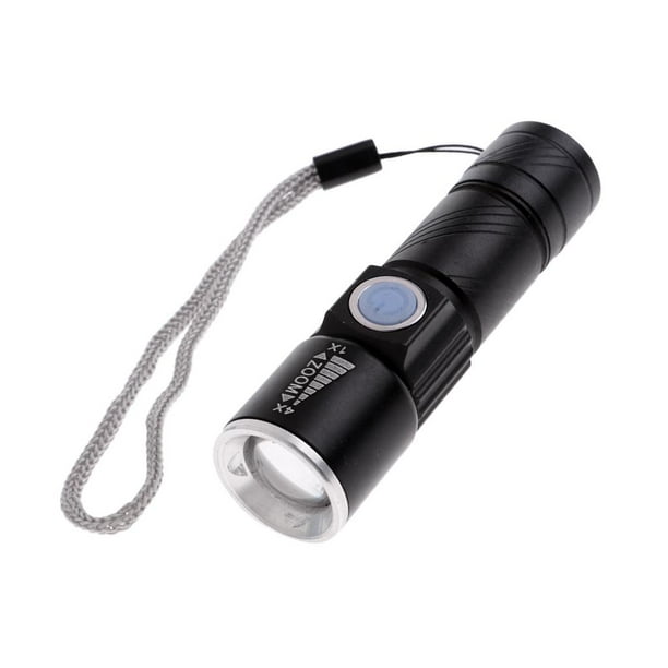 1 Pieza de Antorcha Linterna Suministros de Deportes Multisusos Recargable Lámpara Regalo Negro Baoblaze Linterna de mano