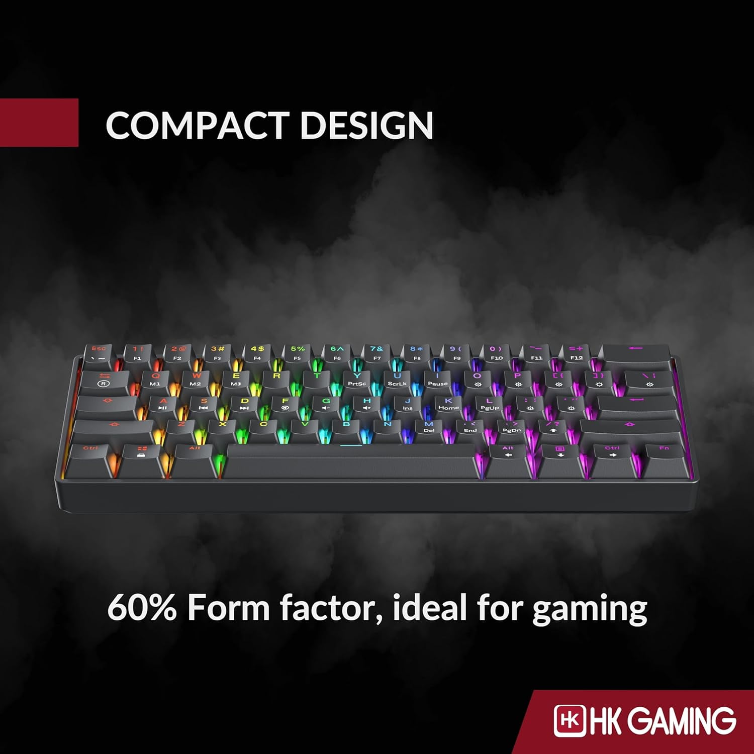HK GAMING GK61 SE 60% | Mechanical Gaming Keyboard | 61 Keys Multi Color RGB LED Backlit for PC / Mac Gamer | ANSI US American Layout ( Black , Mechanical Speed Yellow )