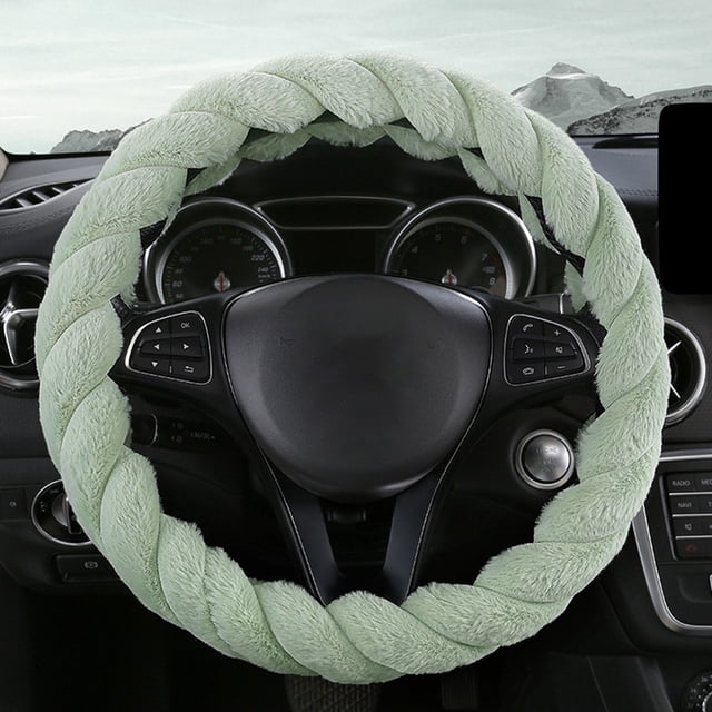 SPRING Twisted Soft Steering Wheel Cover Standard 15 Inch Size Fits Most Vehicles Green