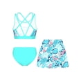 thumbnail image 2 of TiaoBug Kids Girls 3 Piece Swimsuit Criss Cross Bikini Set Hawaii Surfing Floral Print Bathing Suit Pool Party Swimwear Light Green 8, 2 of 7