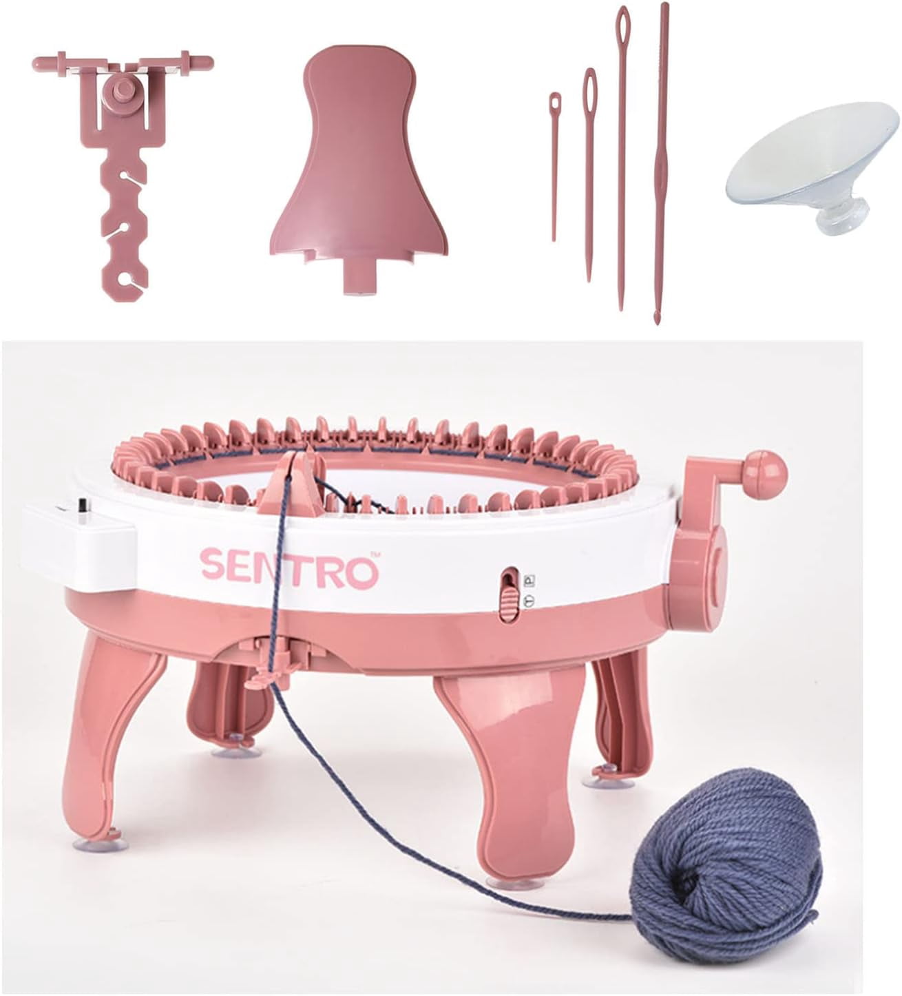 SONGAUN 30Pcs Set Sentro 40/48 Knitting Machine Accessories，Various Weaving Loom Round Knitting Machines Replacement Tools Include Adapter，Handle，Tensioner and Knit Hook Kit for Adults & Kid