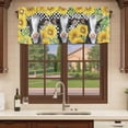 thumbnail image 6 of Cow Sunflowers Curtain Valances for Windows, Kitchen Valance Window Treatments Panel 2 Pack, Farmhouse Country Animals Floral Black Plaid Rod Pocket Short Curtains for Bathroom Bedroom 42 x 18 Inch, 6 of 8