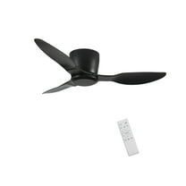 Witaxima 40" Low Profile Ceiling Fan without Light, 3 Blade Reversible DC Motor, 6 Speeds Remote Control, Flush Mount for Indoor Use, Black