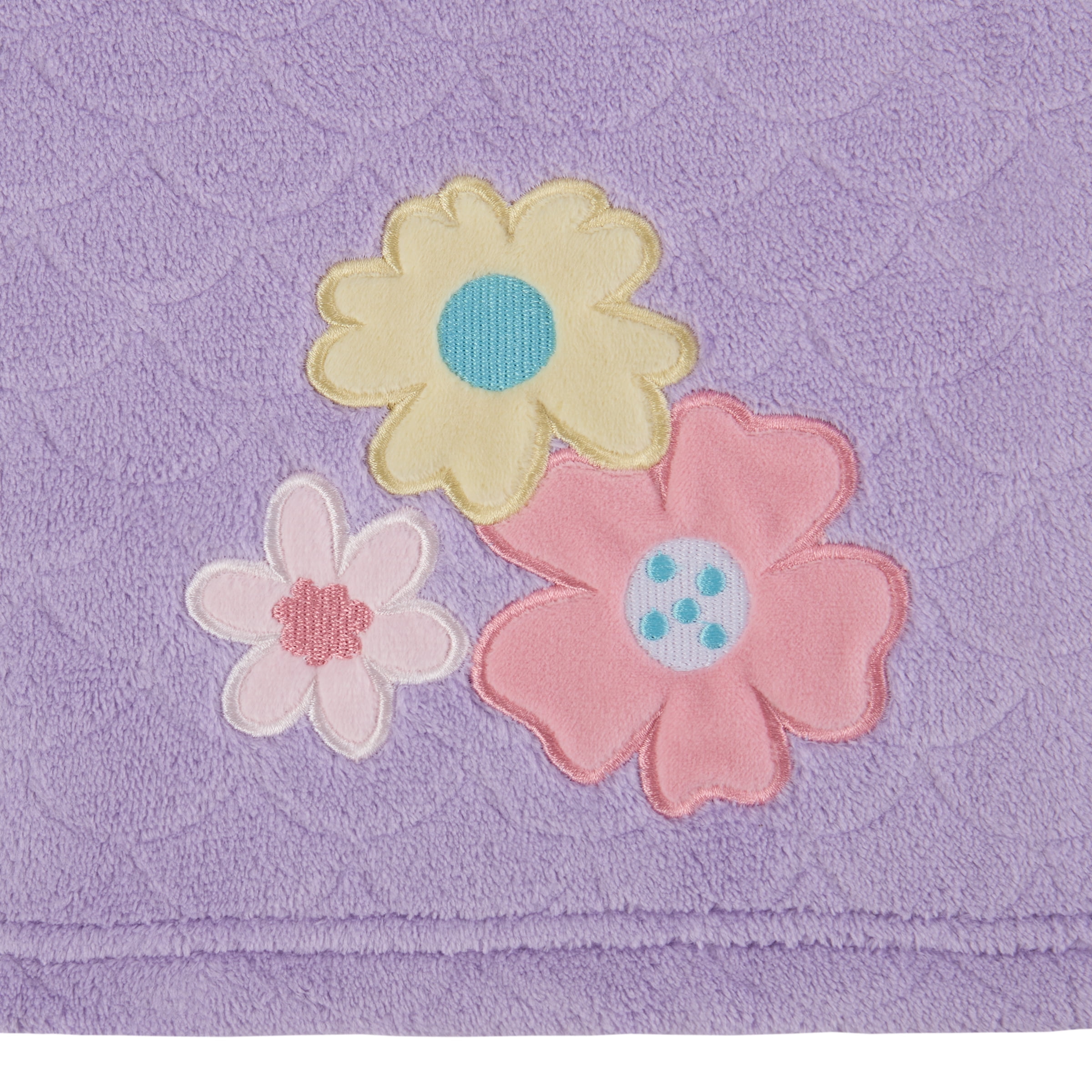 Parent's Choice Applique Floral Blanket, Lavender, 30 in x 40 in, Infant Girl